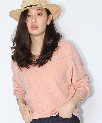 コットン畦Vネックプルオーバー