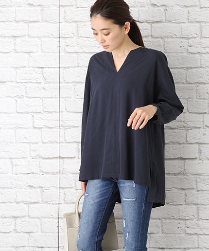 キーネックシャツチュニック