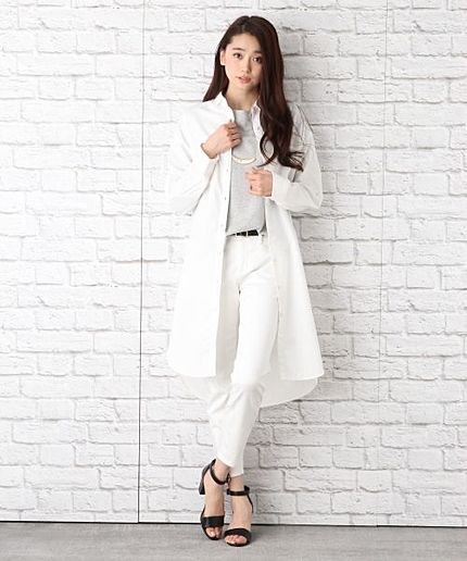 デニムデザインシャツワンピース