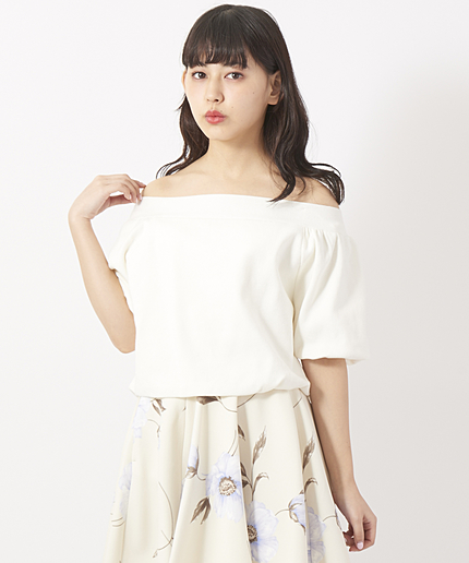 バルーン袖オフショルニットプルオーバー