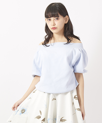 バルーン袖オフショルニットプルオーバー