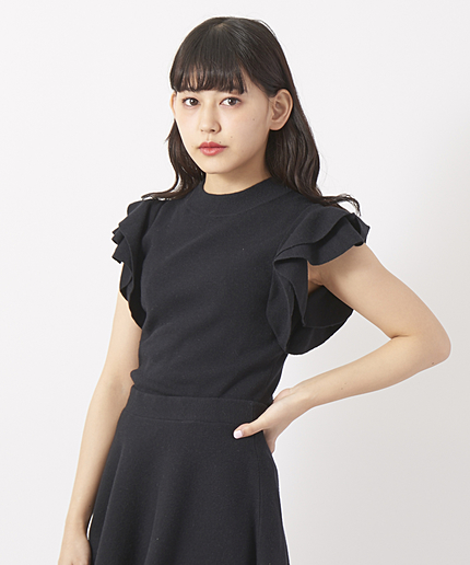 フリルスリーブニットプルオーバー