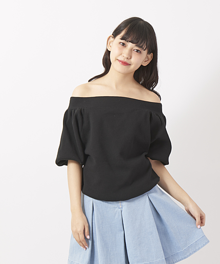 バルーン袖オフショルニットプルオーバー