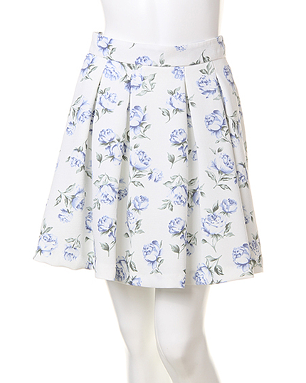 花柄タックフレア／スカート