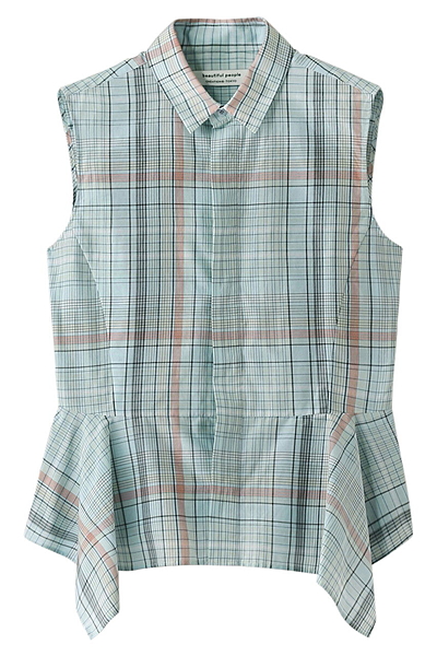 チェックノースリーブペプラムシャツ