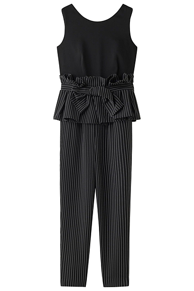 ペプラム付ノースリーブオールインワン