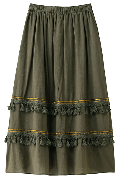 【navasana】コットンボイルタッセルマキシスカート