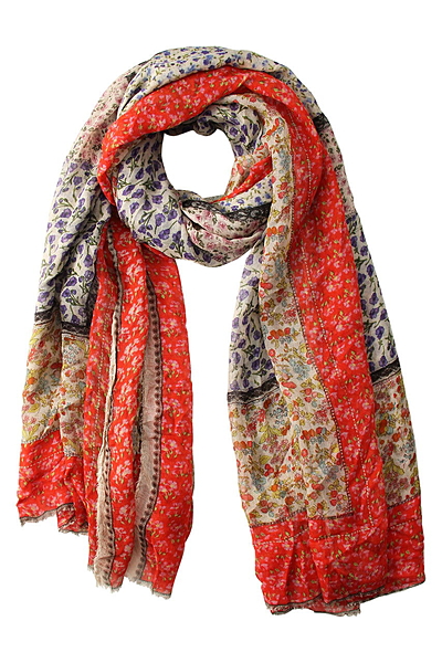 モダールカシミヤフラワープリントストール