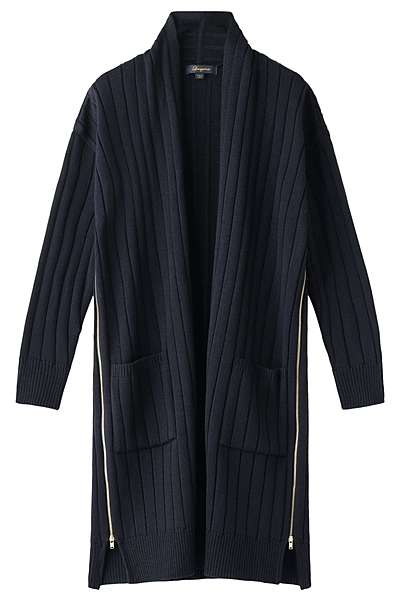 ワイドリブZIPロングカーディガン