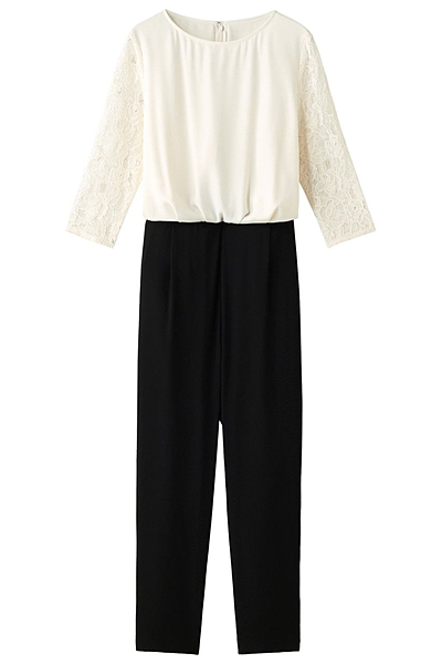 レース袖サロペット