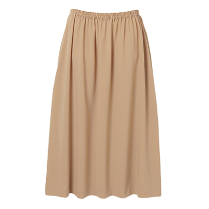 Gather slit mid- calf skirt