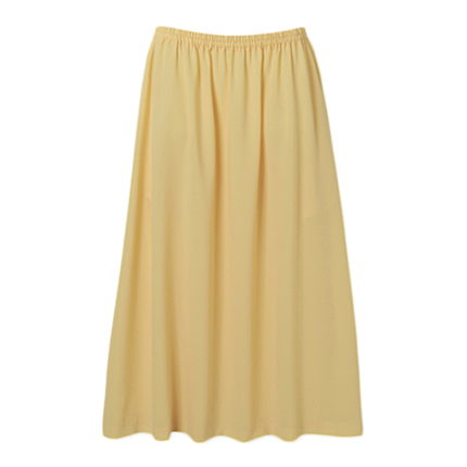Gather slit mid- calf skirt