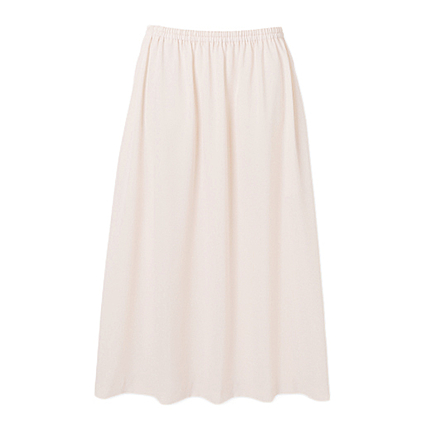 Gather slit mid- calf skirt