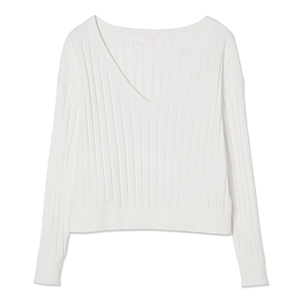 ストレッチリブワイドVネックニット