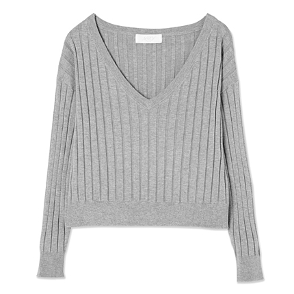 ストレッチリブワイドVネックニット