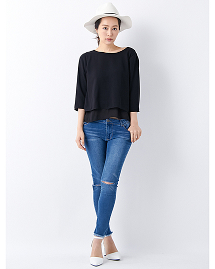 フリンジニーカットスキニー／パンツ