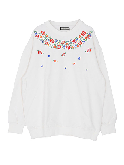 フラワー刺繍スウェット