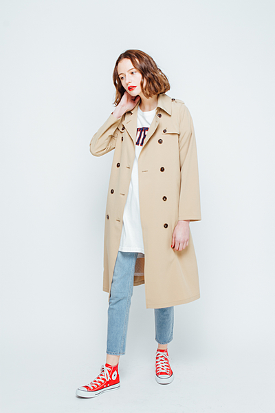 ドットチュールロングトレンチ