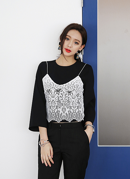 ジグザグヘムレースパターンビスチェ・全3色・b45731