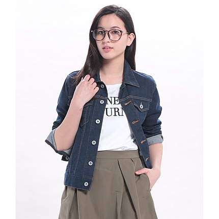 【色落ちしにくいデニム】ステンカラーコンパクトデニムジャケット