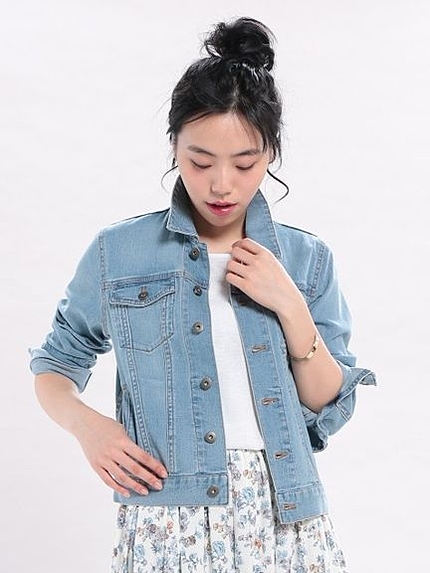 【色落ちしにくいデニム】ステンカラーコンパクトデニムジャケット