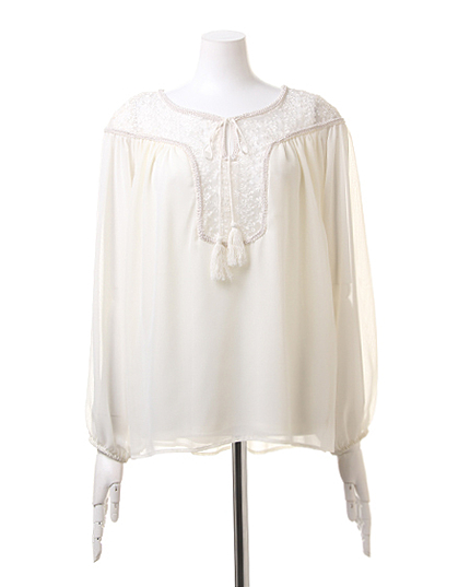 【3／17ヒルナンデスご紹介】レース切替シフォン／TOPS（ＯＵＴＬＥＴ）