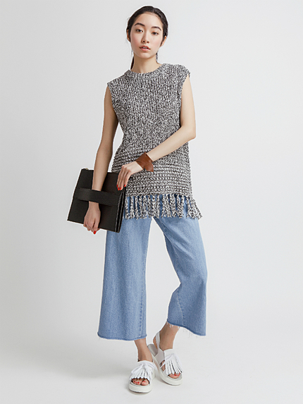 Denimワイドクロップドパンツ