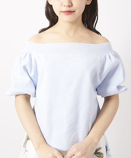 バルーン袖オフショルニットプルオーバー