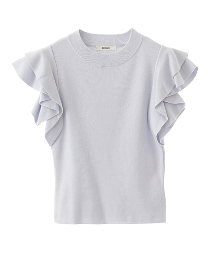 フリルスリーブニットプルオーバー