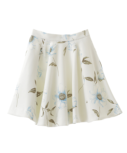 ペールトーンフラワーフレアスカート