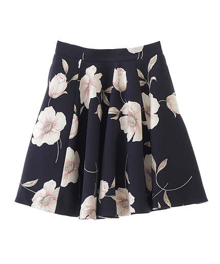 ペールトーンフラワーフレアスカート