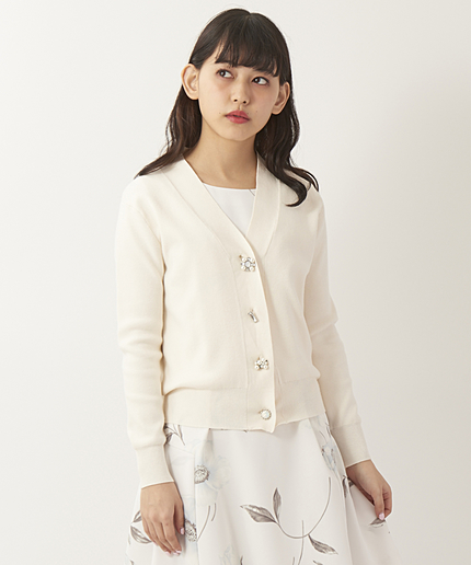 ビジュー釦カーデ