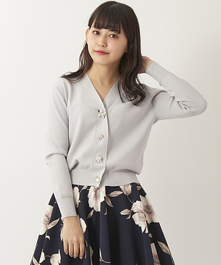 ビジュー釦カーデ