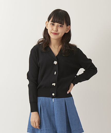 ビジュー釦カーデ