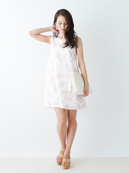 【WEB限定】 カラー水彩サイドタックワンピース(ベビーピンク)