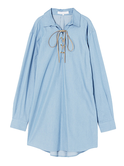 【DUO】 レースアップシャツワンピース