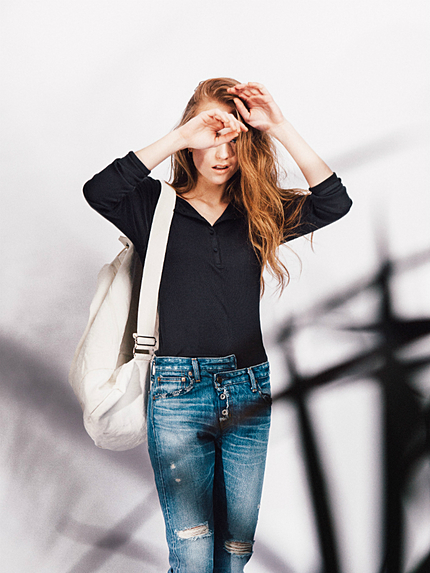 オーガニックコットンテレコヘンリーネックロンtee