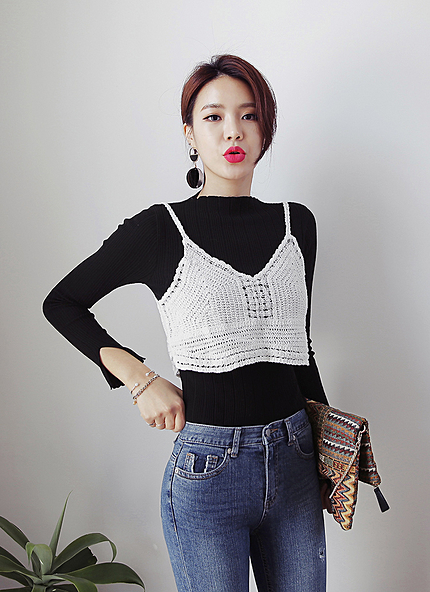 ローゲージレースニットビスチェ・全1色・t45768