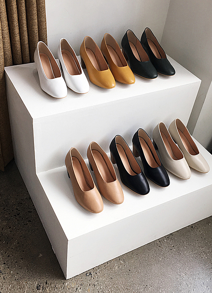 スクエアトゥウッド調ヒールパンプス・全6色・s45800