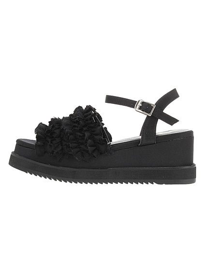 チュールフリルサンダル