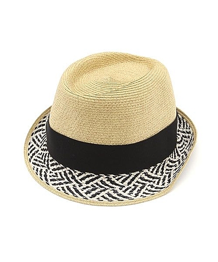 折り柄ストローハット