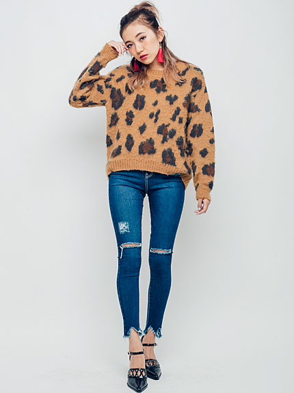 ダメージストレートデニムパンツ