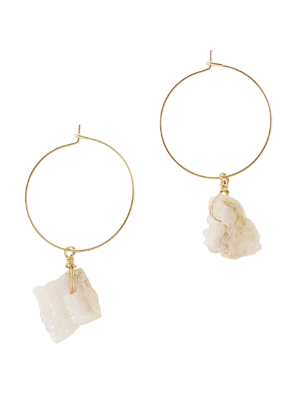 Gemstoneフープピアス