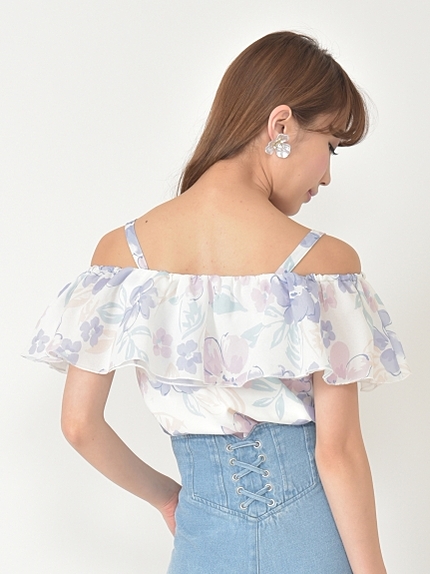 シアーフラワーティアードブラウス