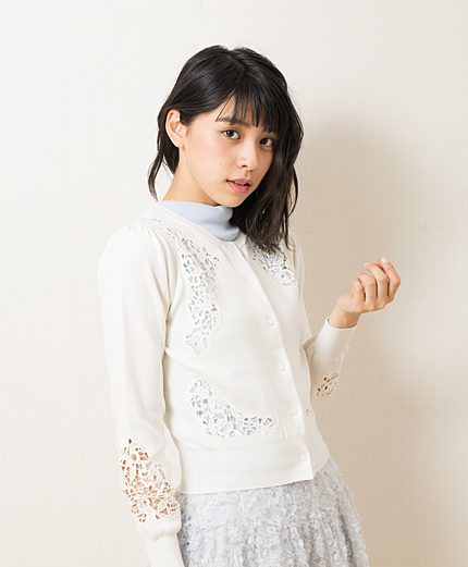 レース刺繍カーディガン
