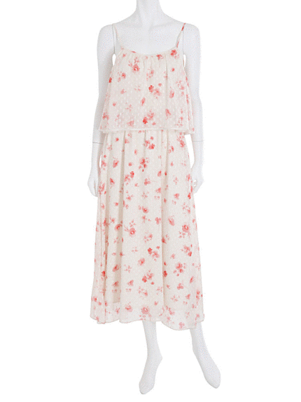 フラワードットBACKリボンロングOP