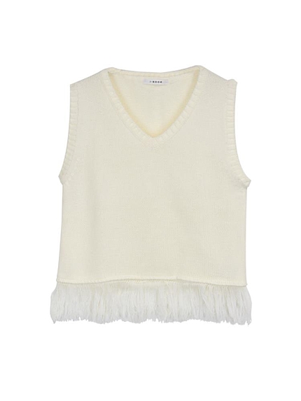 Vネックフリンジニットベスト