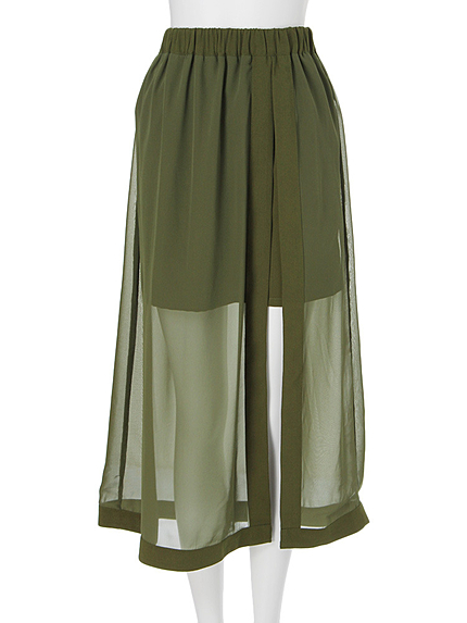 シースルーロングスリットスカート