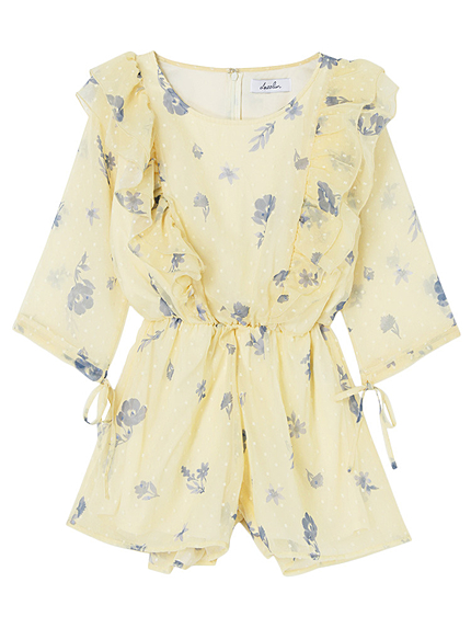 【sc】フラワーラッフルフリルロンパース