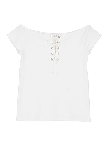 フロントレースアップオフショルTOPS